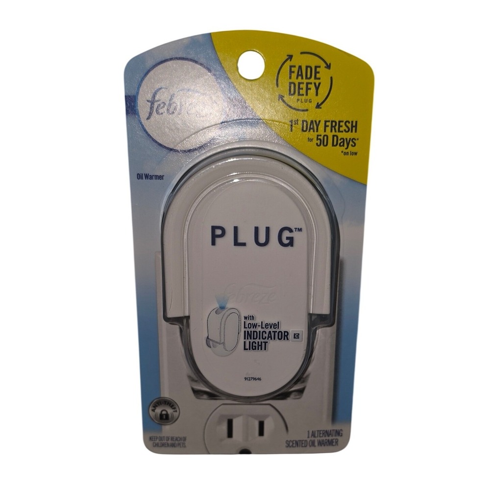 Febreze Fade Defy Plug Scented Oil Warmer White with Low Level Indicator Light